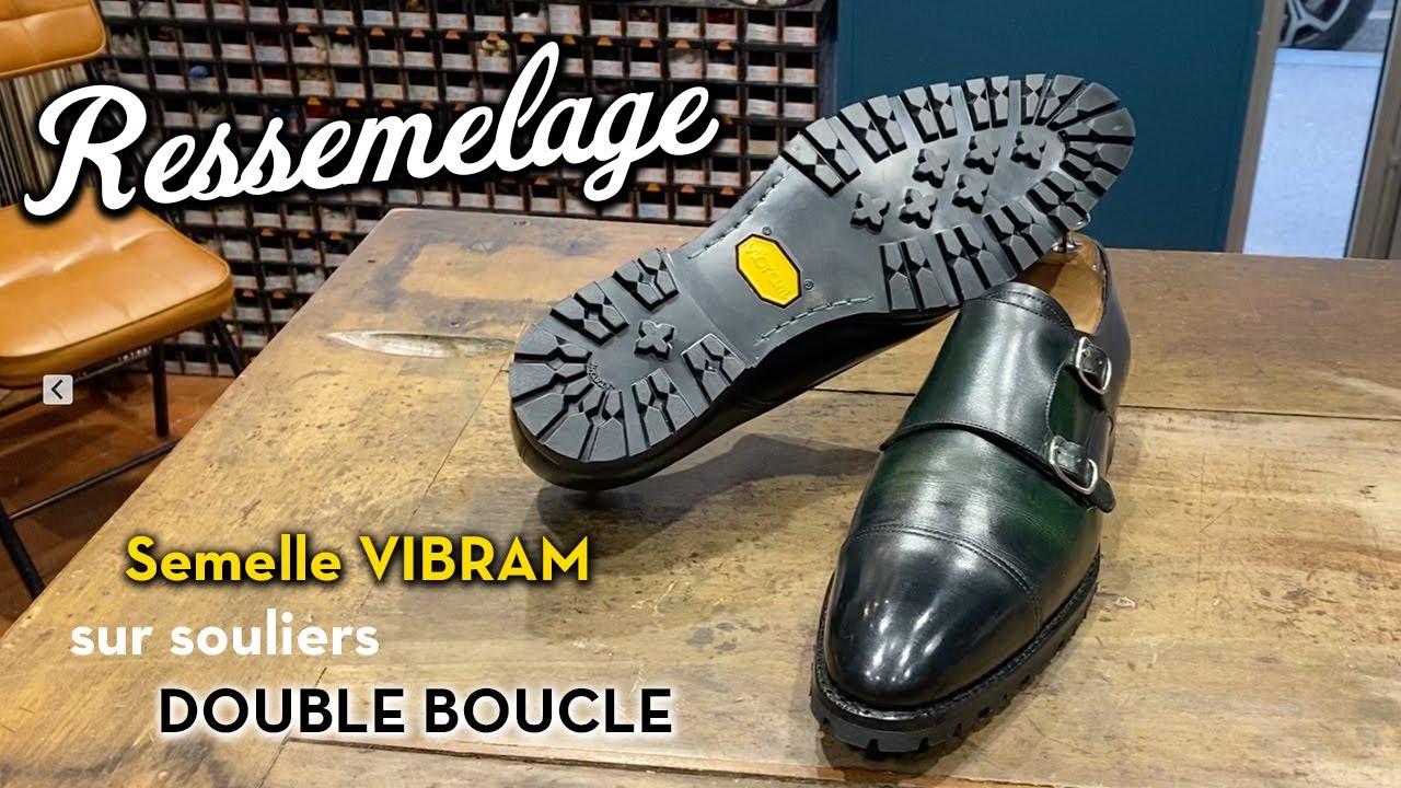 Transformation de la semelle sur des chaussure double boucle | Transformation of a monk shoe