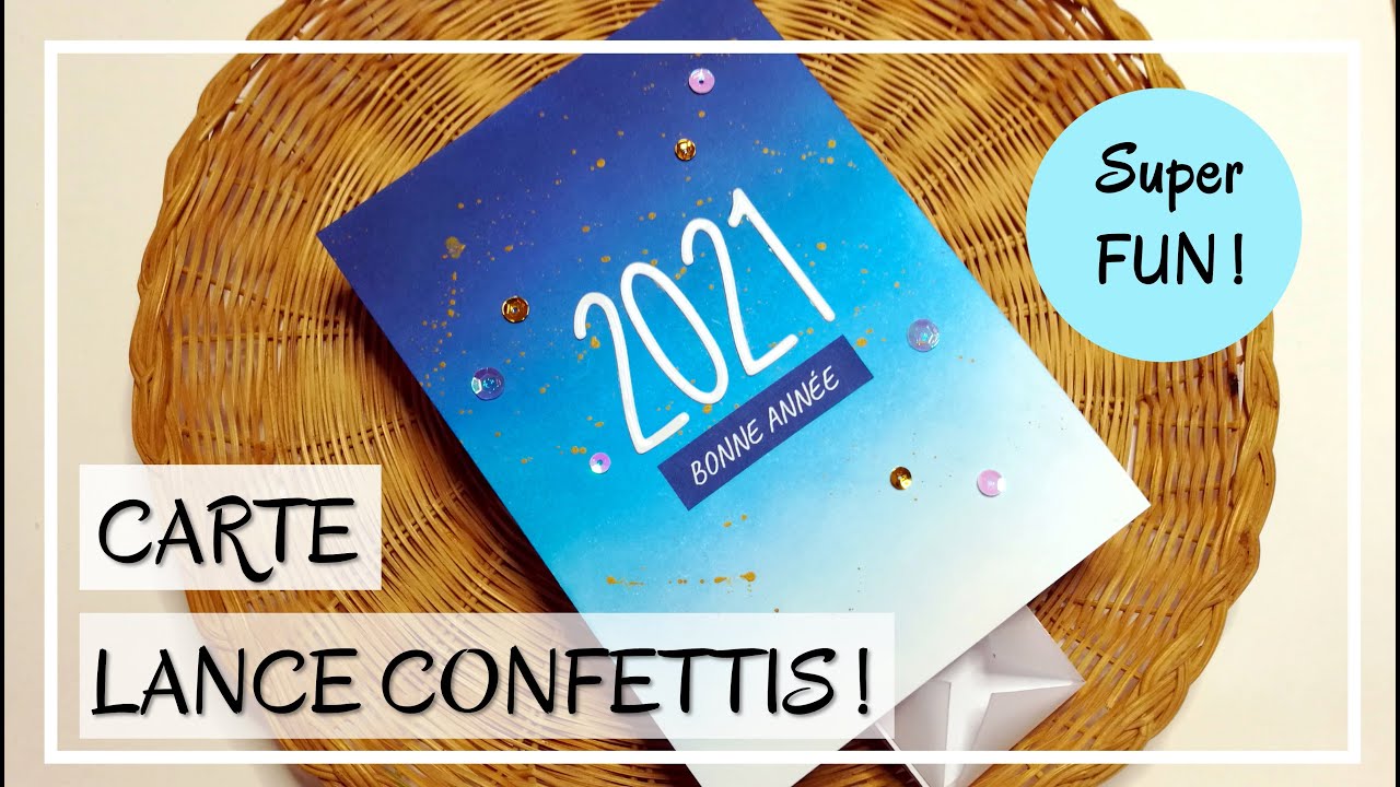 TUTO CARTE : BONNE ANNEE - Carte INTERACTIVE LANCE CONFETTIS ! Très originale ! DIY Scrapbooking