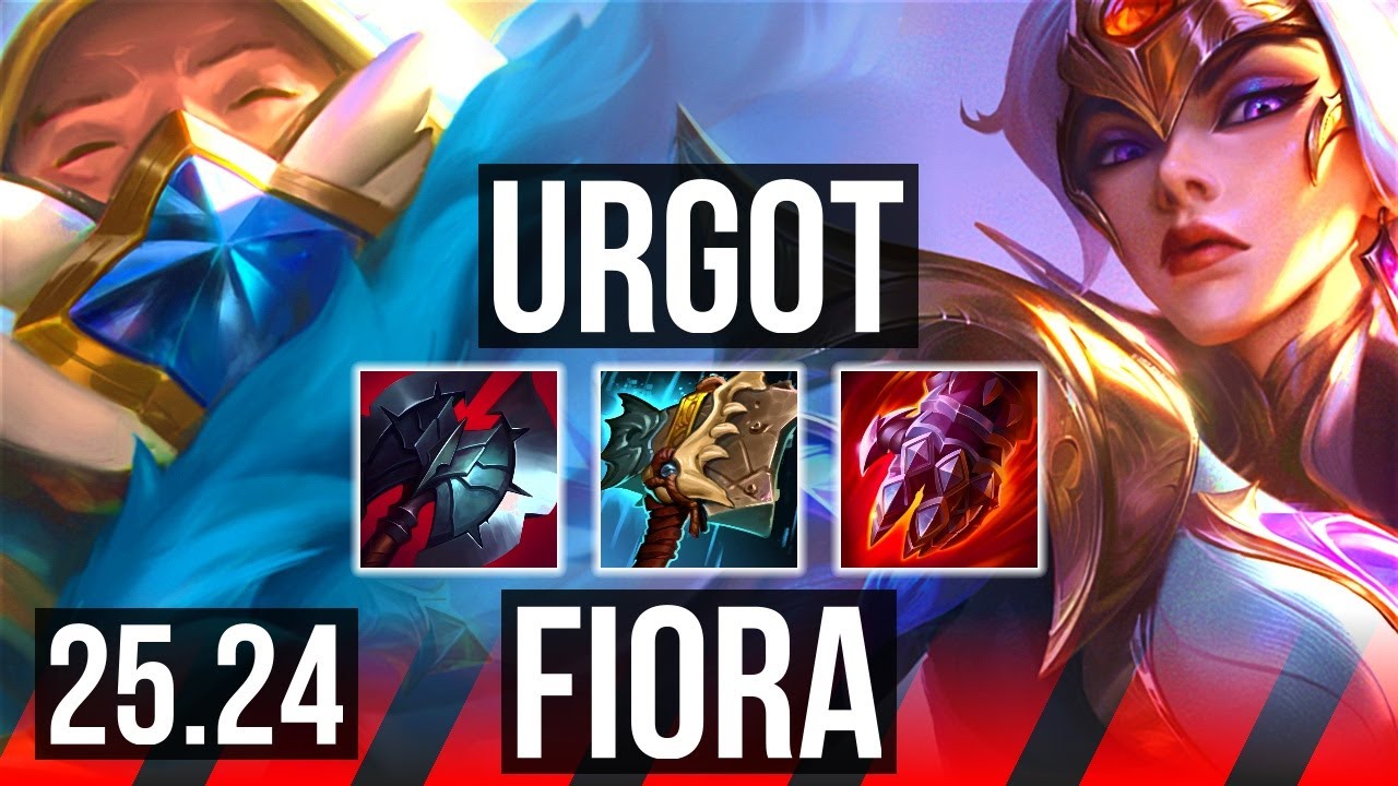 URGOT vs FIORA (TOP) | Good KDA: 16/1/10, 5k gold comeback, 40K damage | KR Challenger | 25.24