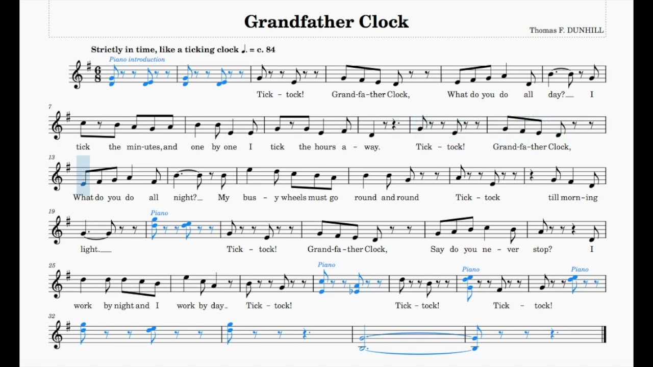 Grandfather Clock (Dunhill) | ABRSM Grade 1 | List B | 84 bpm | Sing-Along