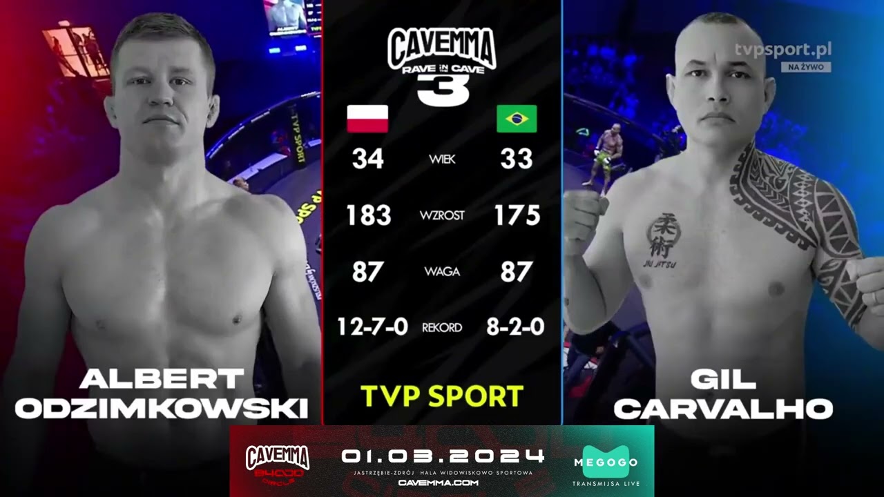 Cała walka: ALBERT ODZIMKOWSKI vs GIL CARVALHO - darmowa walka przed galą CAVEMMA 4 (01.03.2024)