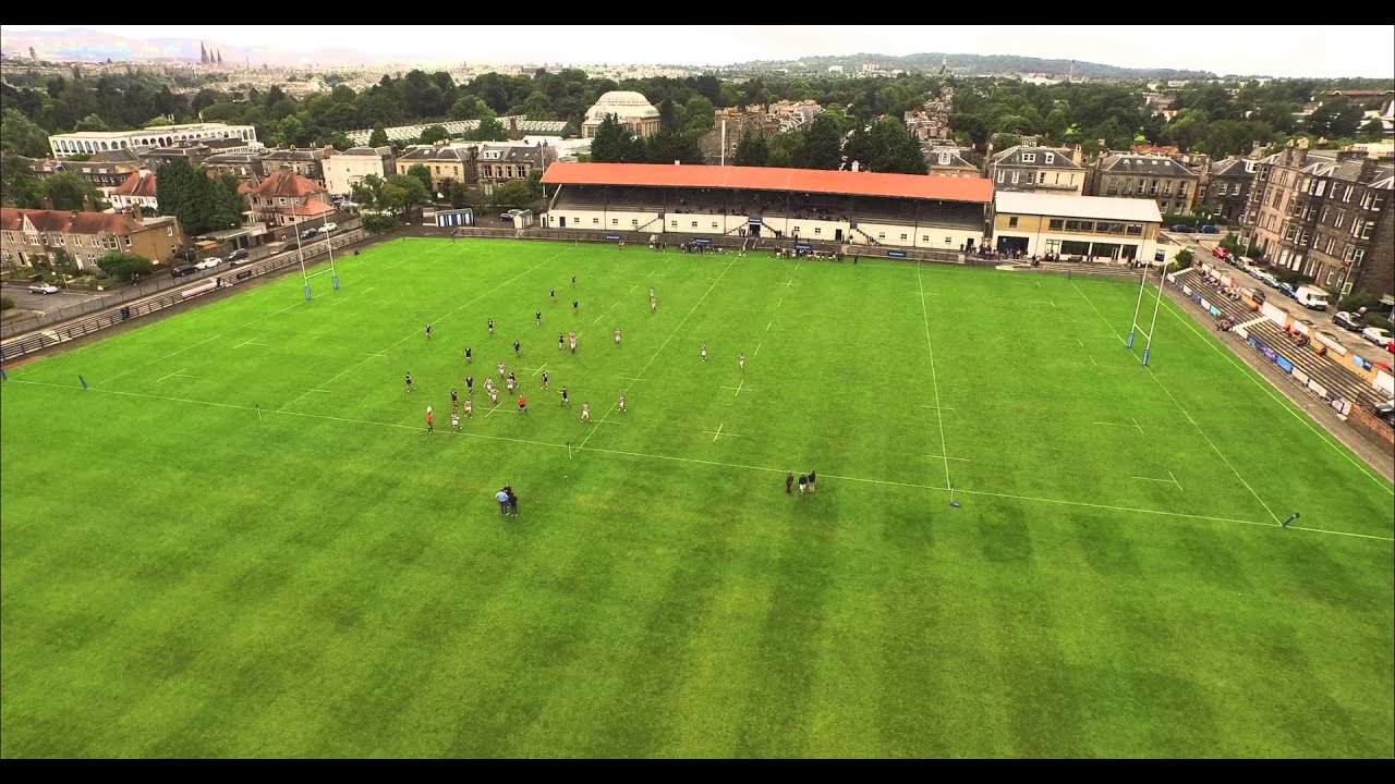 Aerial Drone footage of Heriots Rugby Club in Edinburgh