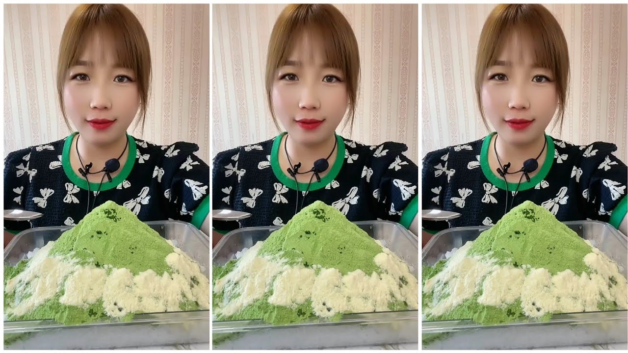 ASMR SOFT ICE EATING | MATCHA & MILK POWDER | RELAX VIDEO
