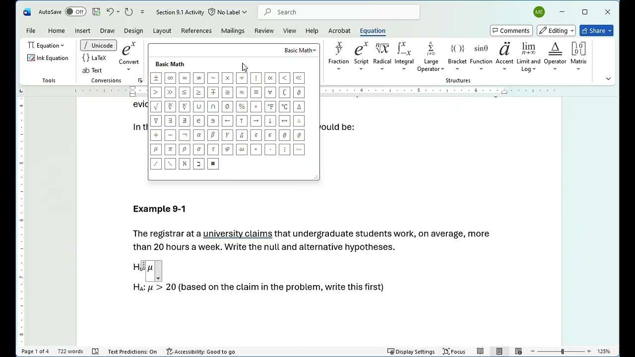 Section 9.1 Activity Part 1 (Writing Hypotheses)