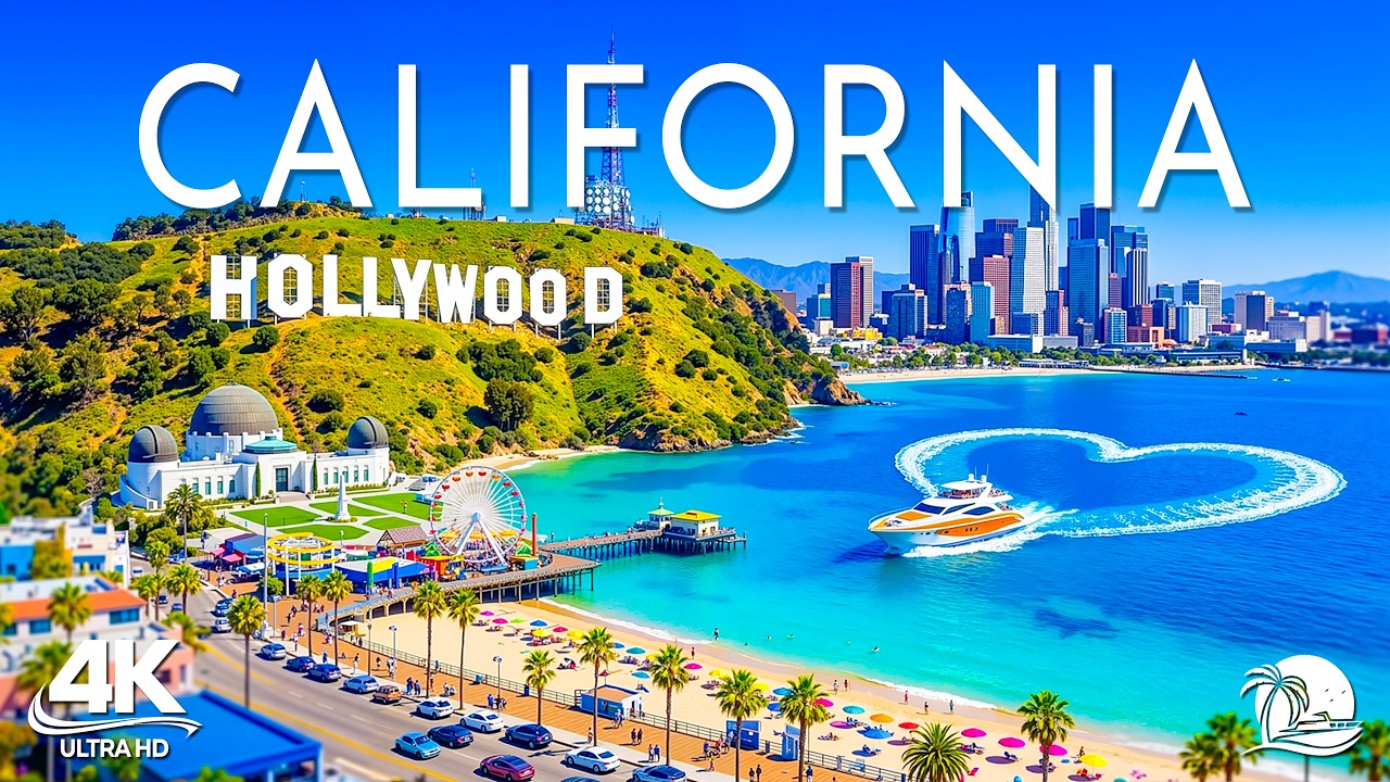 [4K] California 🇺🇸 Santa Monica Pier, Pacific Cliffs & Coastal Skylines
