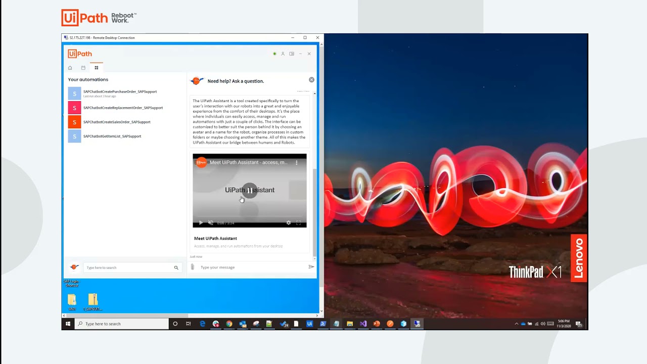UiPath Assistant: Talk to Robots in Real Time Using a Chatbot Widget