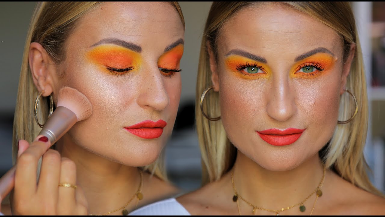TUTORIAL DE MAQUILLAJE NARANJA Y AMARILLO hazte un amanecer en tus ojos en un pis pas | La shatunga