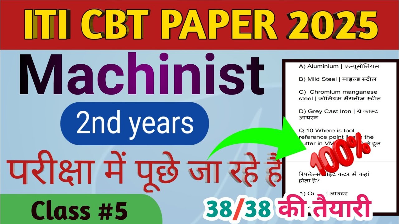 L-05 ITI machinist 2nd Years 2025 | ITI machinist MCQ question #machinistmcq #mcq