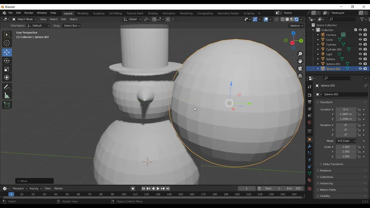 Урок Blender 2 Снеговик