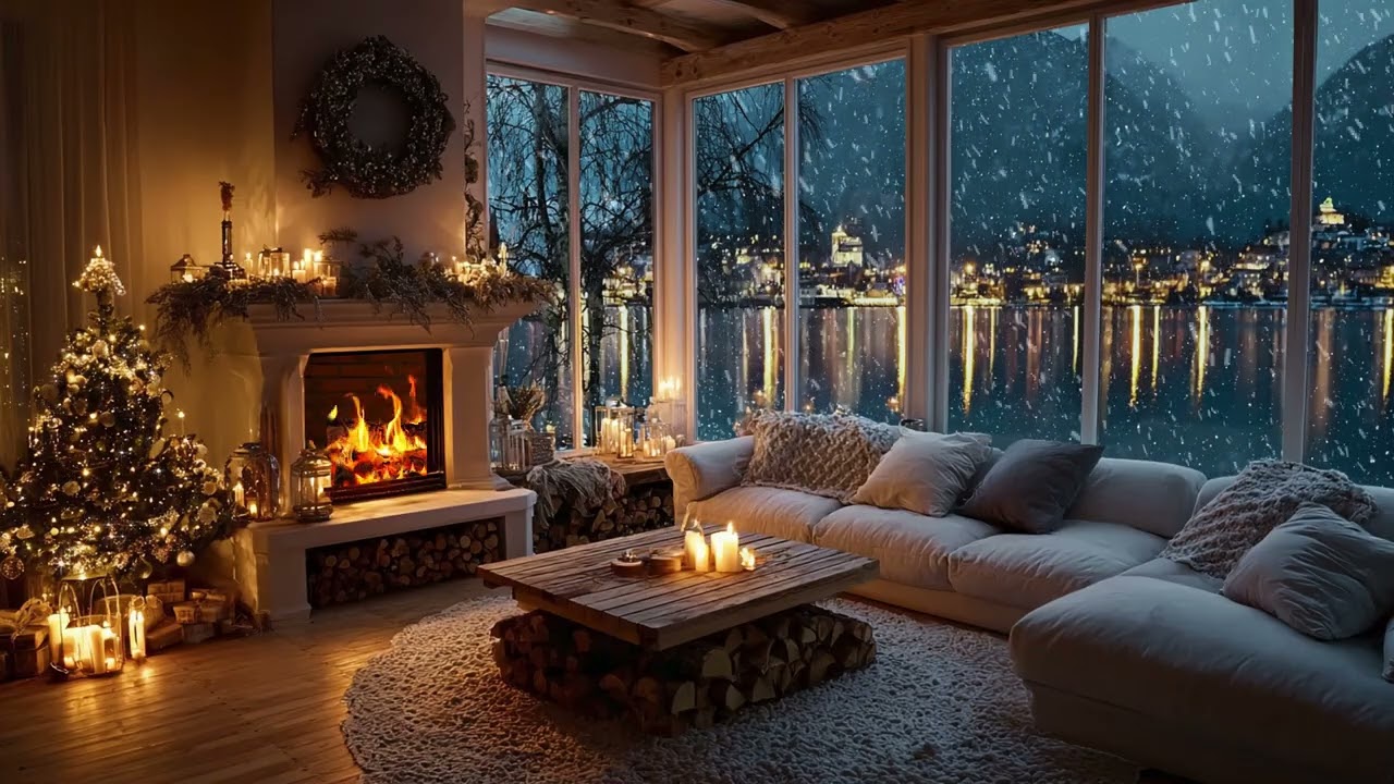 Winter Cozy Room - Soft Snowfall and Fireplace Heat for Calm Nights, Stress Relief & Better Sleep