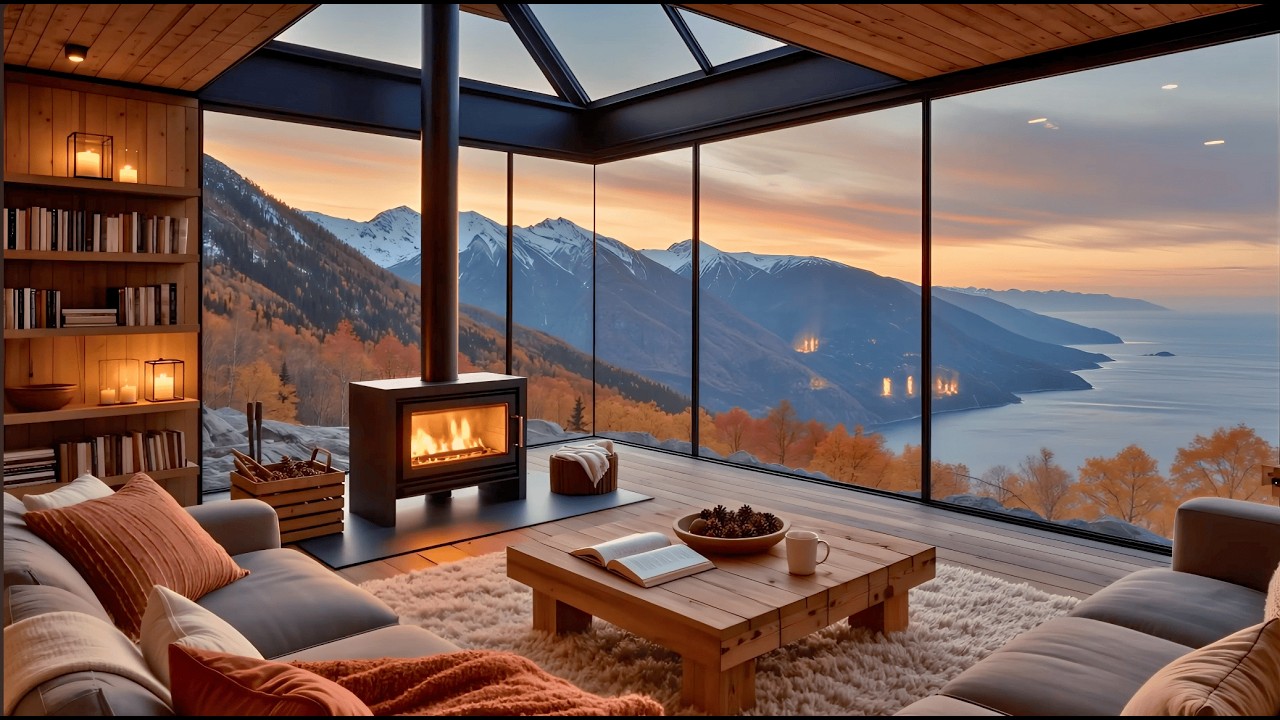 Cozy Luxury Cabin Ambience 🎷 Smooth Jazz & Fireplace Sounds for Study, Relaxing, Work