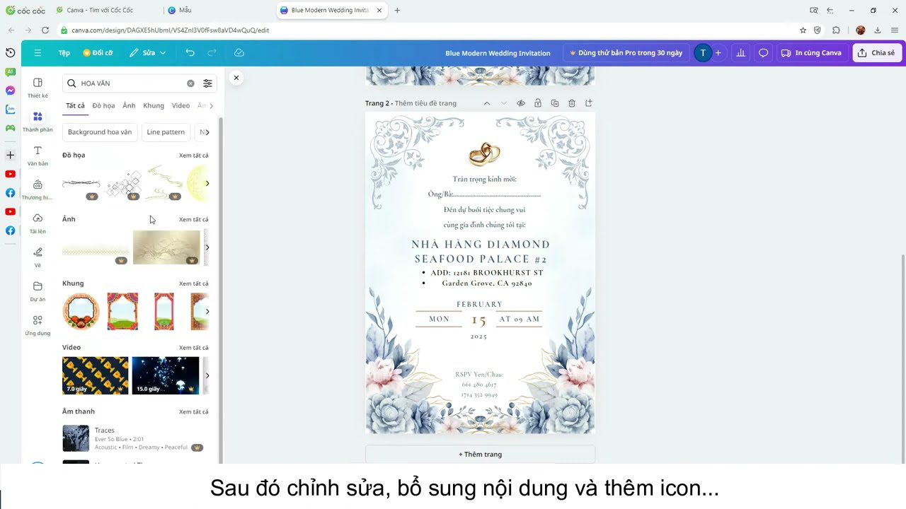 Tự thiết kế thiệp cưới trên Canva gởi nhà in thật đơn giản và tuyệt đẹp