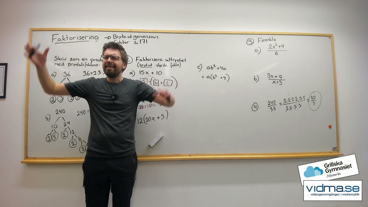 Matematik 1. FAKTORISERING (BRYTA UT)