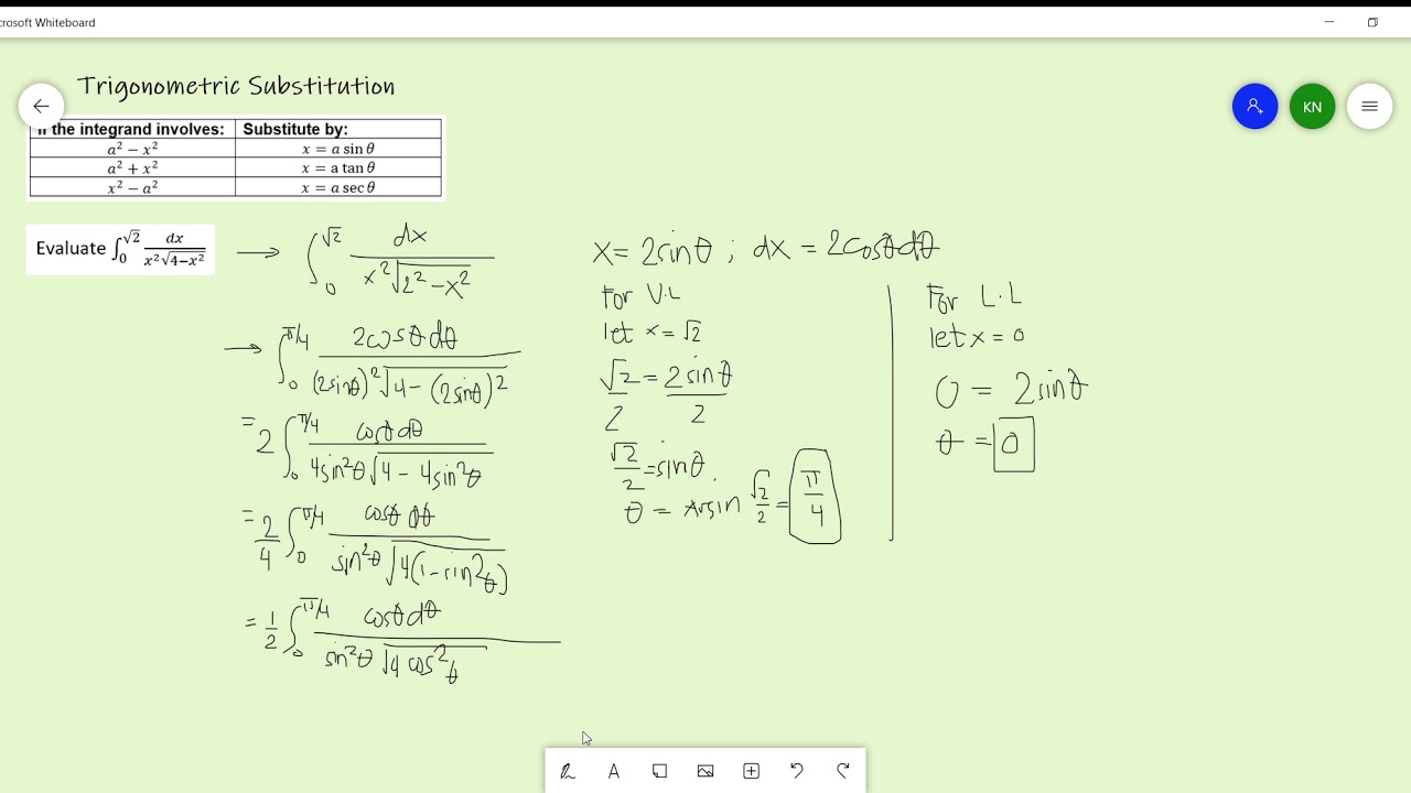 Integration by Trigonometric Substitution Example 3/3