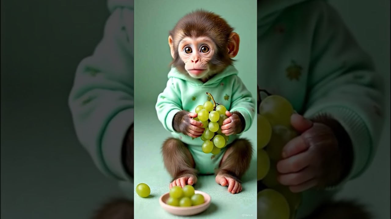 Momo&rsquo;s Grape Adventure! 🍇✨ #asmr #monkey