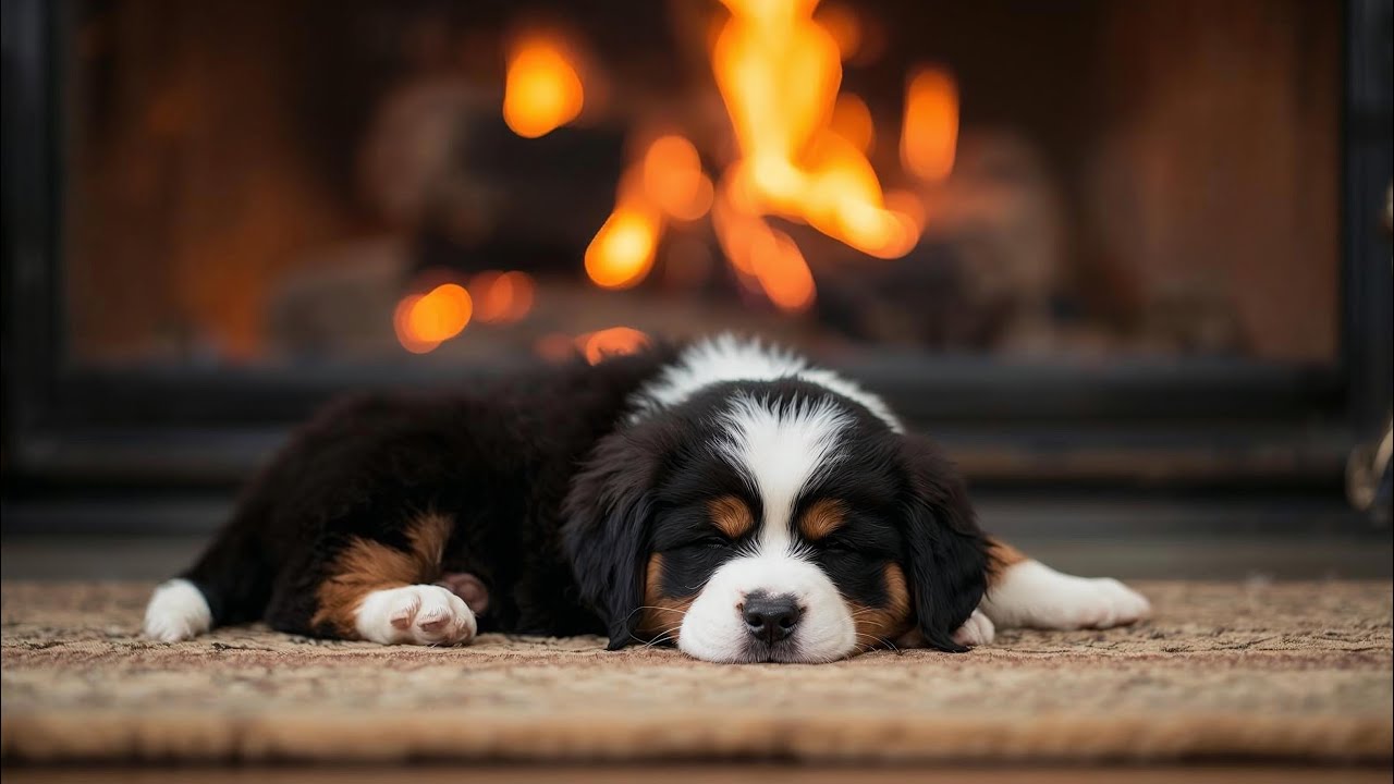 POV: You fell asleep by the fire with a Bernese Mountain Dog. 🤍🔥
