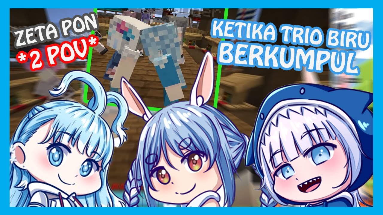 Moment ketika 𝙏𝙍𝙄𝙊 𝘽𝙄𝙍𝙐 di pertemukan di Minecraft | *2 POV* /W SUB INDO [ Kobo Kanaeru Clip ]