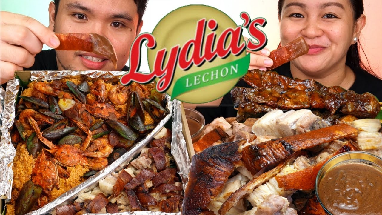 LECHON BABOY by Lydia's Lechon | SEAFOOD PAELLA | PORK BARBEQUE | PANCIT | Lechon-In-A-Box MUKBANG