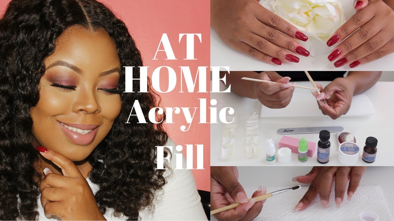 HOW I DO MY OWN ACRYLIC FILL AT HOME - #DopeOnADime | NajaDiamond
