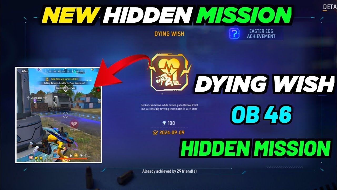 New Hidden Achievement Mission Dying Wish Free Fire Max | Achievement Hidden Mission Free Fire?