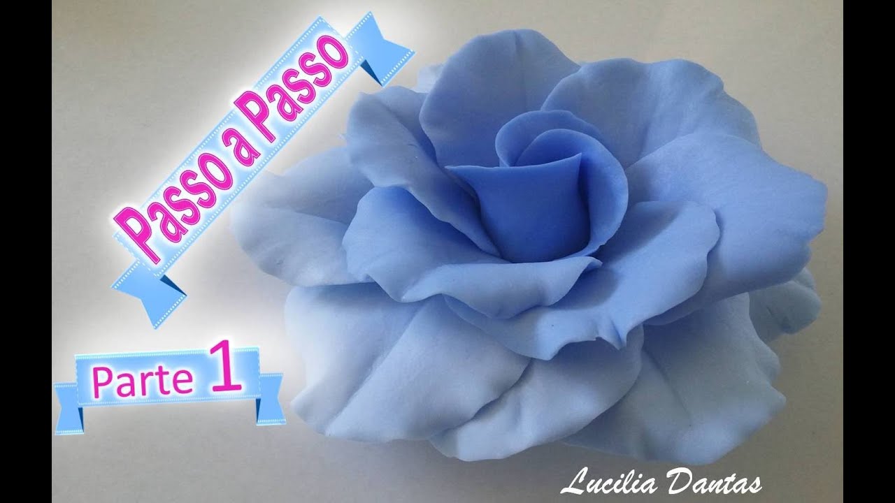 DIY♥_ Rosa Azul de Biscuit_ ♥ LU Passo a Passo ♥ parte 1/2