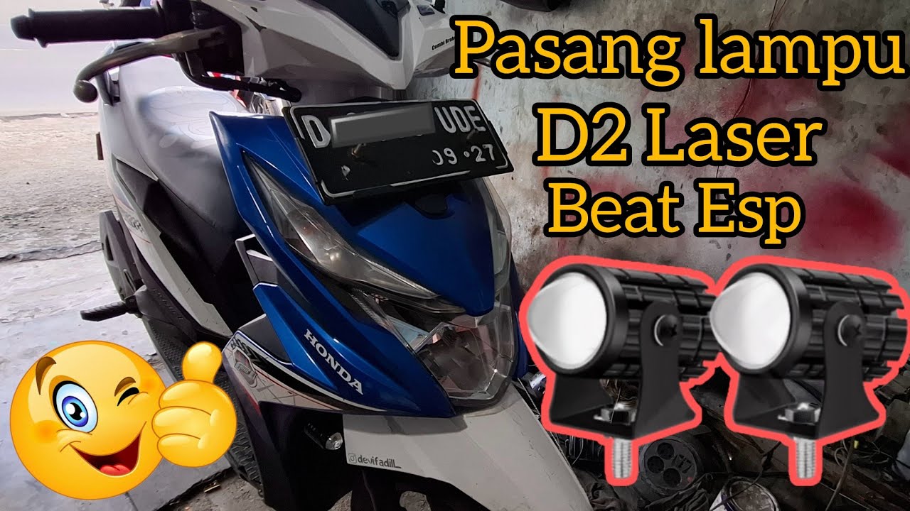 Pasang lampu tembak d2 laser di motor beat esp