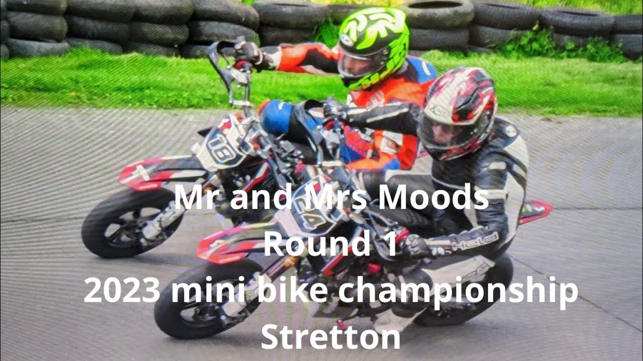 Dilligaf Racing Mr and Mrs Moody round one 2023 minibike championship at Stretton Karting