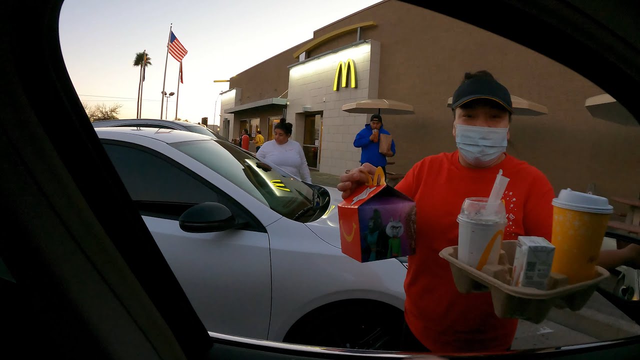 McDonald's Mobile Order, Curbside Happy Meal, Oreo McFlurry, Coffee, Gila Bend, Arizona, 2 Jan 2022