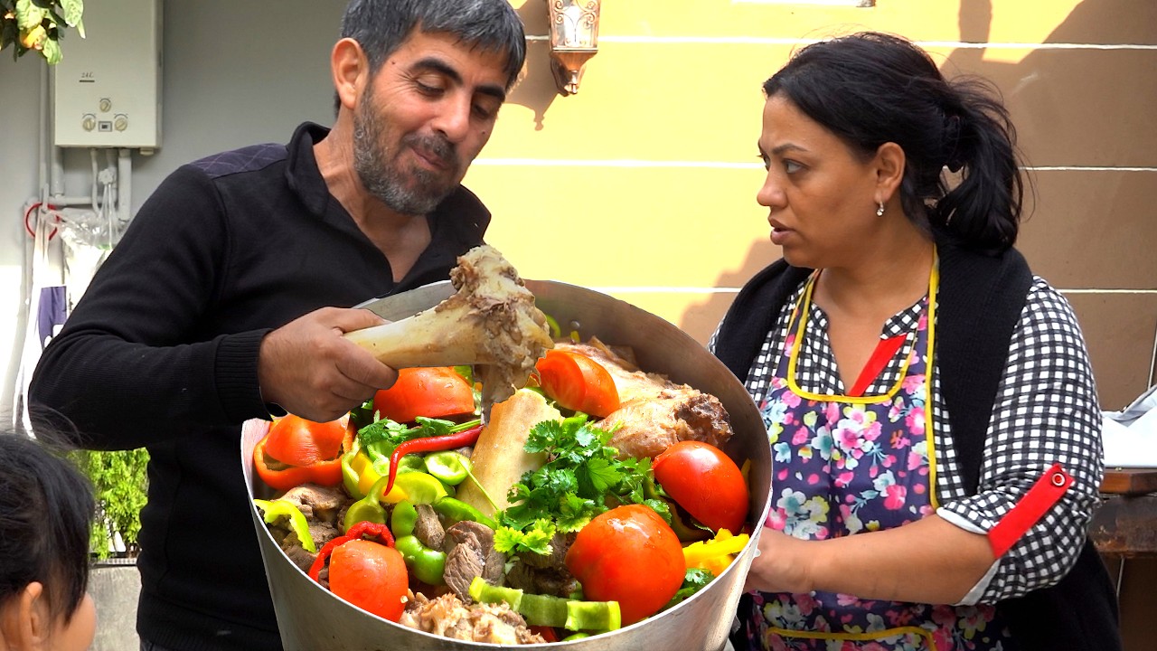 Cooking Khashlama From Beef and Bone Marrow | Golden Hands Cooking