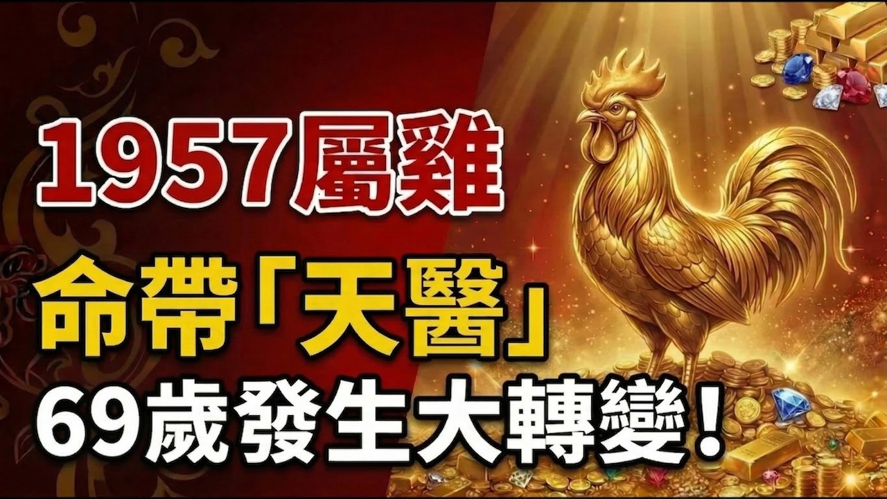 1957年屬雞人必看：命中自帶「天醫」星，69歲後你的身體與財富將發生大轉變！#1957年屬雞 #生肖雞2026運勢 #2026屬雞運勢 #生肖雞財運 #風水佈局 #健康運 #轉運 #1957年生肖雞
