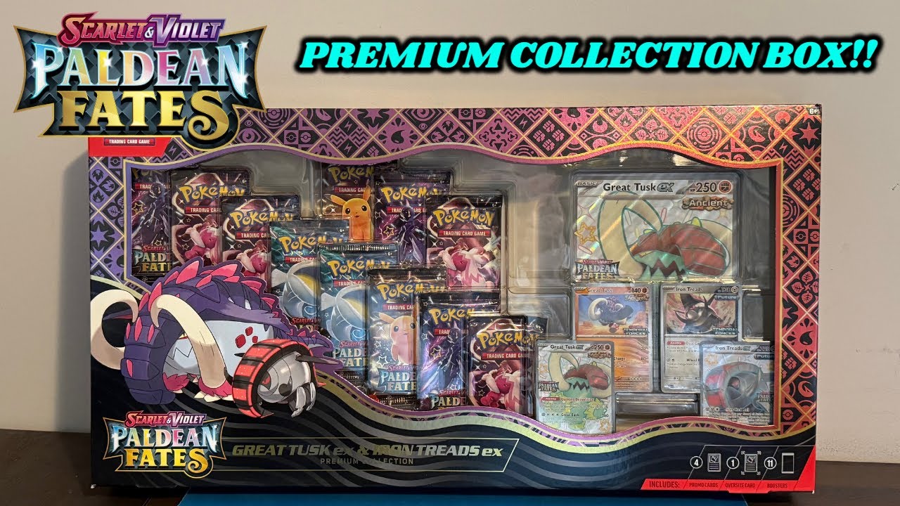 Opening TWO of the NEW PALDEAN FATES Great Tusk & Iron Treads Premium Collection Boxes!!