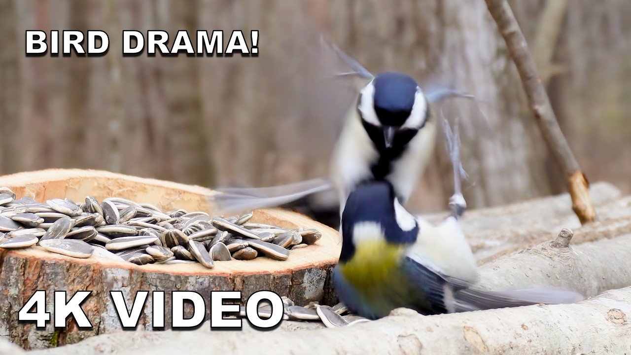 [4K] Great Tit FIGHT at 10:32! 💥 Action-Packed Bird Feeder ASMR (9.5°C / 49.1°F)