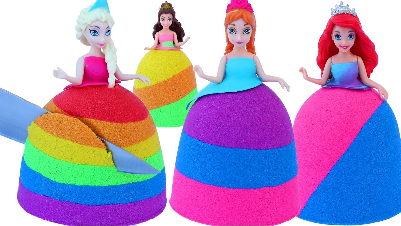 DIY Colors Kinetic Sand Disney Princess Dresses Elsa Anna Ariel Kinetic Sand MagiClip Mighty Toys