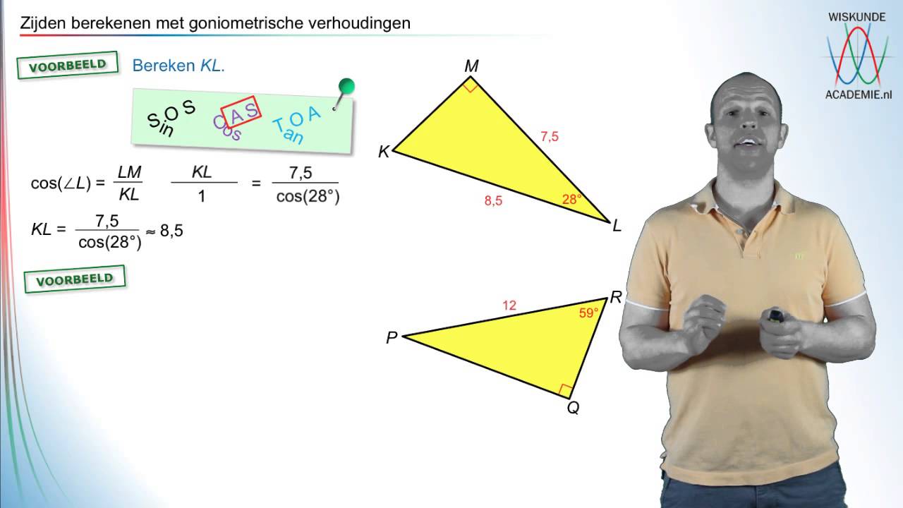 Goniometrie - zijden berekenen met SOS CAS TOA - WiskundeAcademie