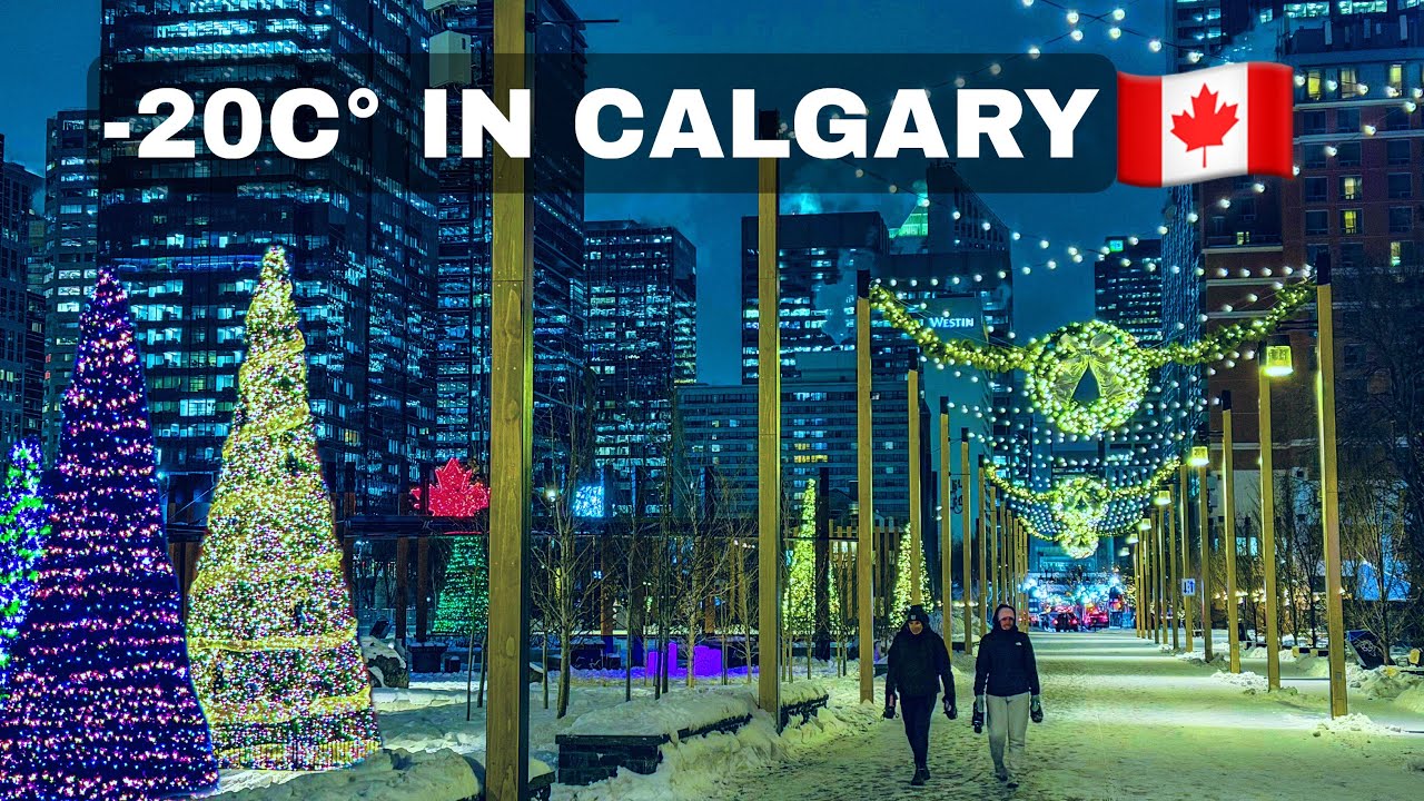 Calgary🇨🇦 at Christmas 🎄❄️ | 4K UHD  Winter Walking Tour (No Talking)