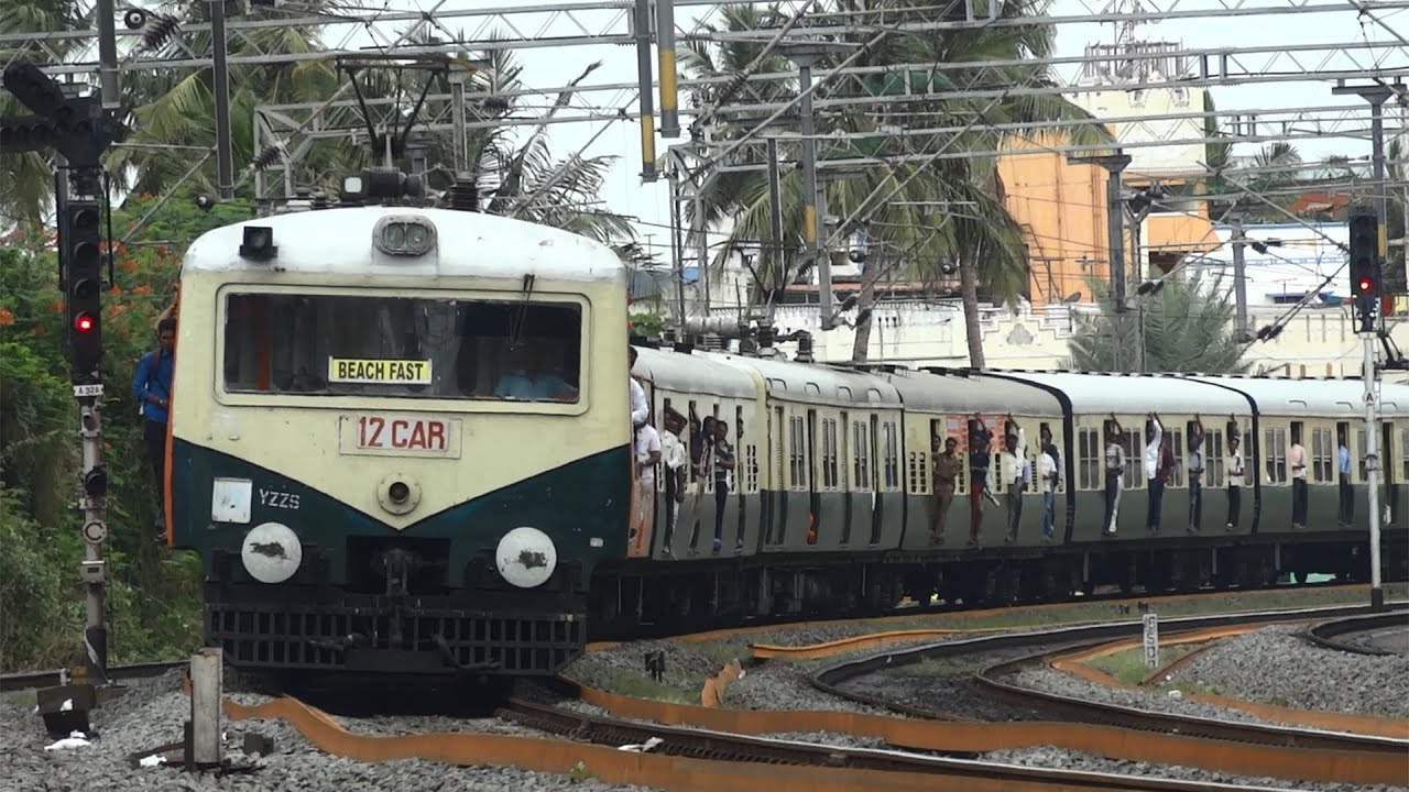 Electric Suburban Train at Chennai - Fast line to Beach (2013).