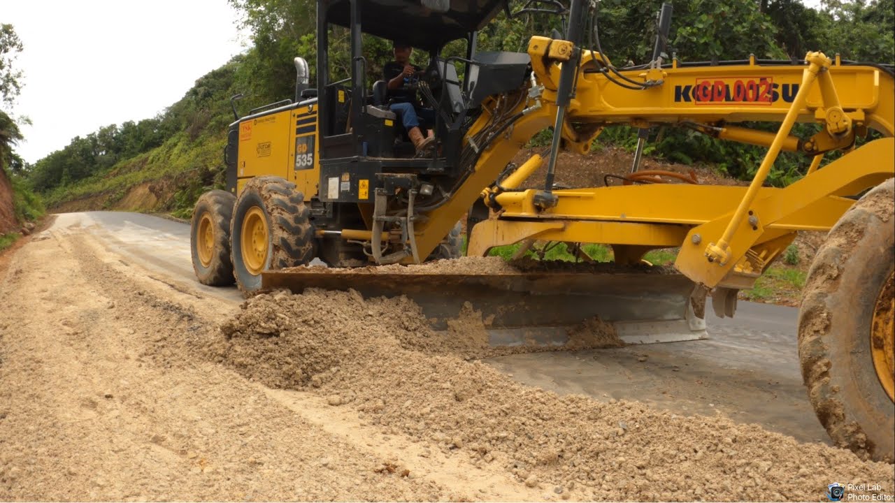 CARA KERJA MOTOR GRADER AMPAR BAHU JALAN ASPAL / AGREGAT S | MOTOR GRADER KOMATSU GD 535