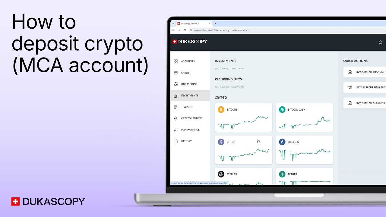 How to Deposit Crypto (MCA Account) | DUKASCOPY TUTORIAL