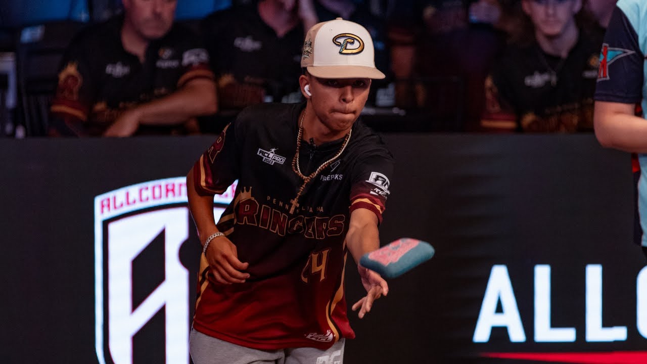 16-Year-Old Cornhole Pro Adrian Brunson Hits A Clutch Airmail Drag