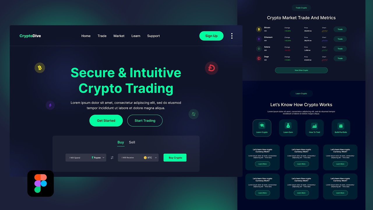 Crypto Full Website Design: Figma UI/UX Design Tutorial