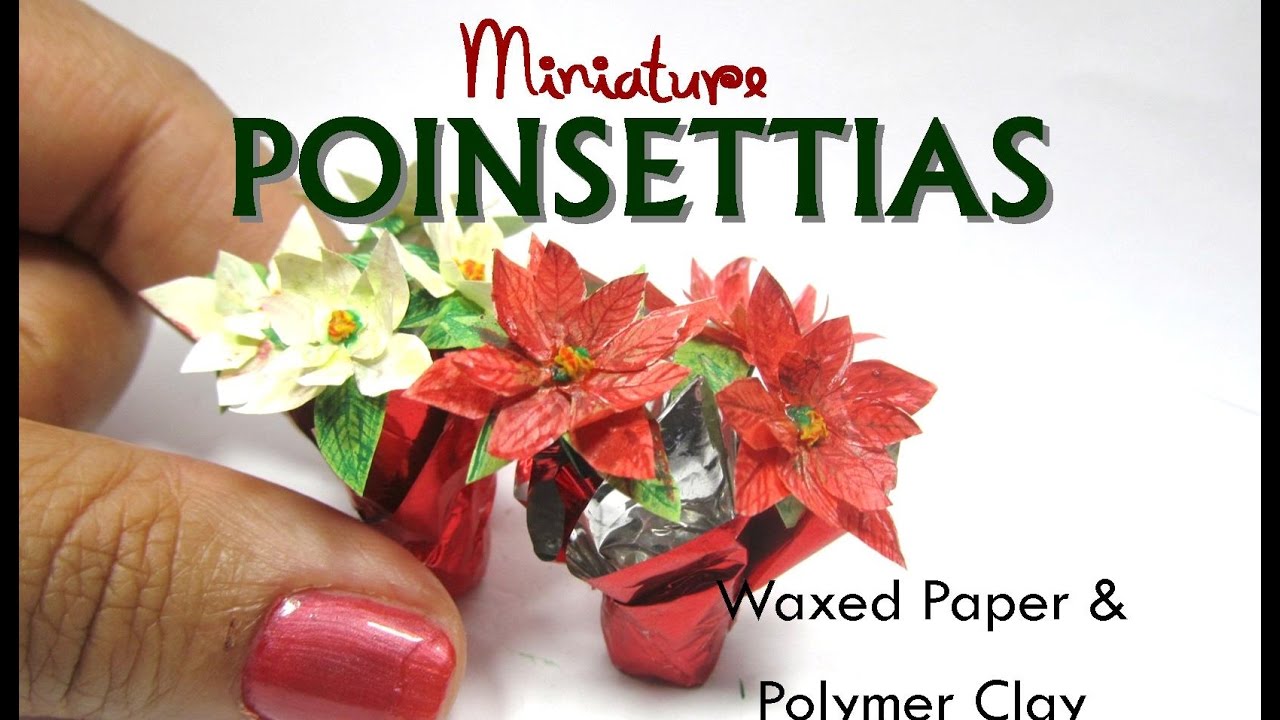 Paper and Polymer Clay Christmas Holiday Poinsettias Dollhouse Miniature DIY