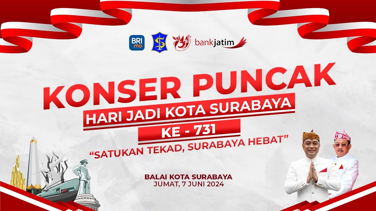 🔴LIVE KONSER PUNCAK HARI JADI KOTA SURABAYA KE-731 TAHUN 2024 BERSAMA GILDCOUSTIC