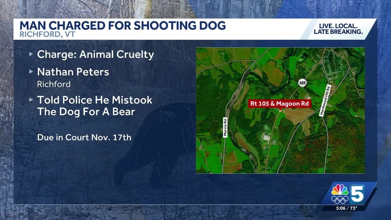 Man charged with animal cruelty after shooting, killing dog in Vermont