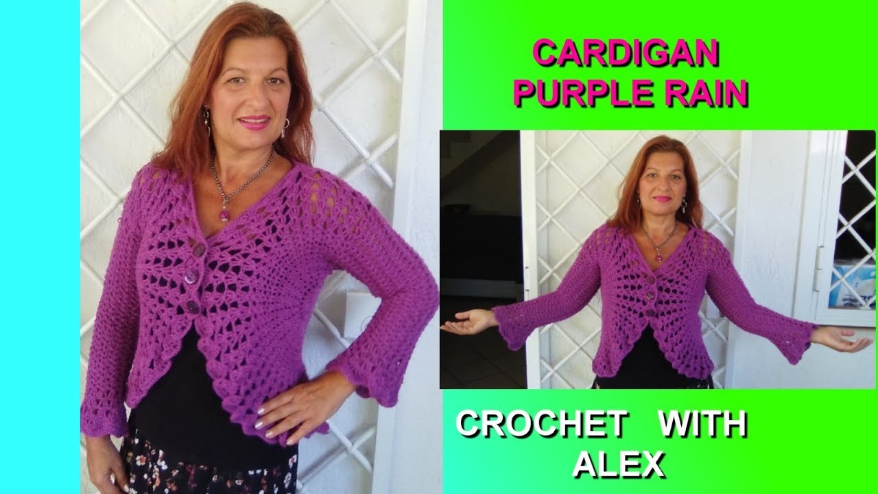 CROCHET VEST CARDIGAN PURPLE RAIN any size tutorial Alex Crochet