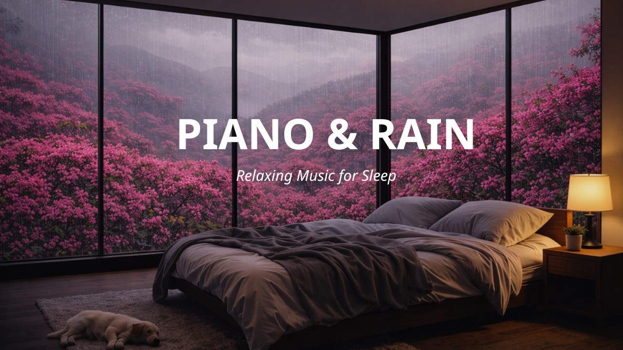 Rainy Cherry Blossom Night 🌸 | Soft Piano Music for Deep Sleep (3 Hours)