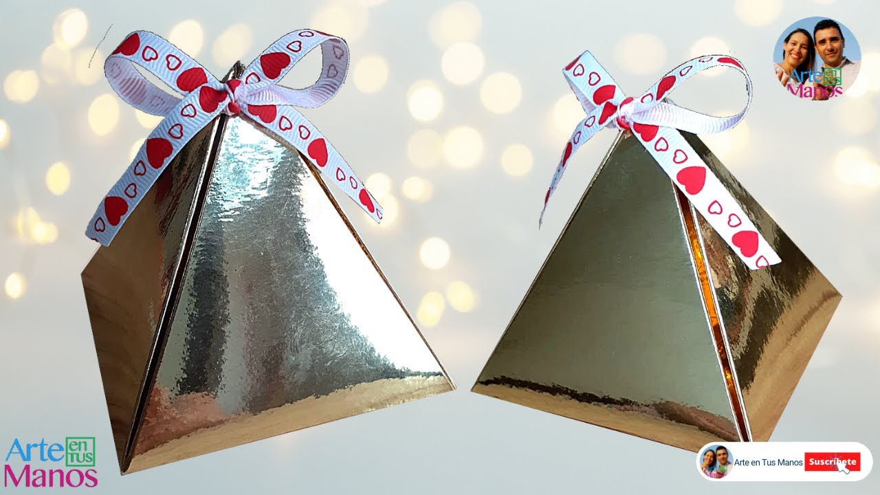 ❤️Cómo Hacer CAJAS con forma de PIRÁMIDE Para Regalos, Dulceros, Con Arte en Tus Manos