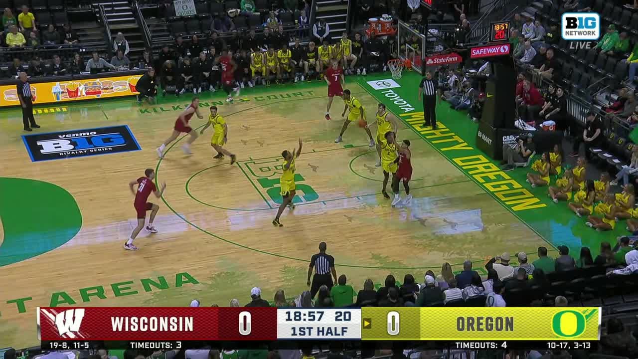 John Blackwell Wide Open for Three vs. Oregon | Wisconsin Basketball