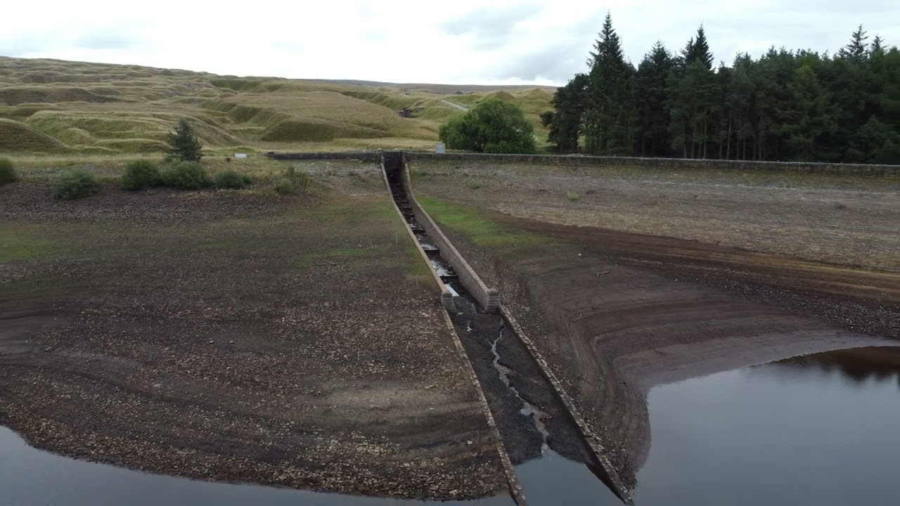 Hurstwood Reservoir Near Burnley Very Low Water Level DJI Mini 2