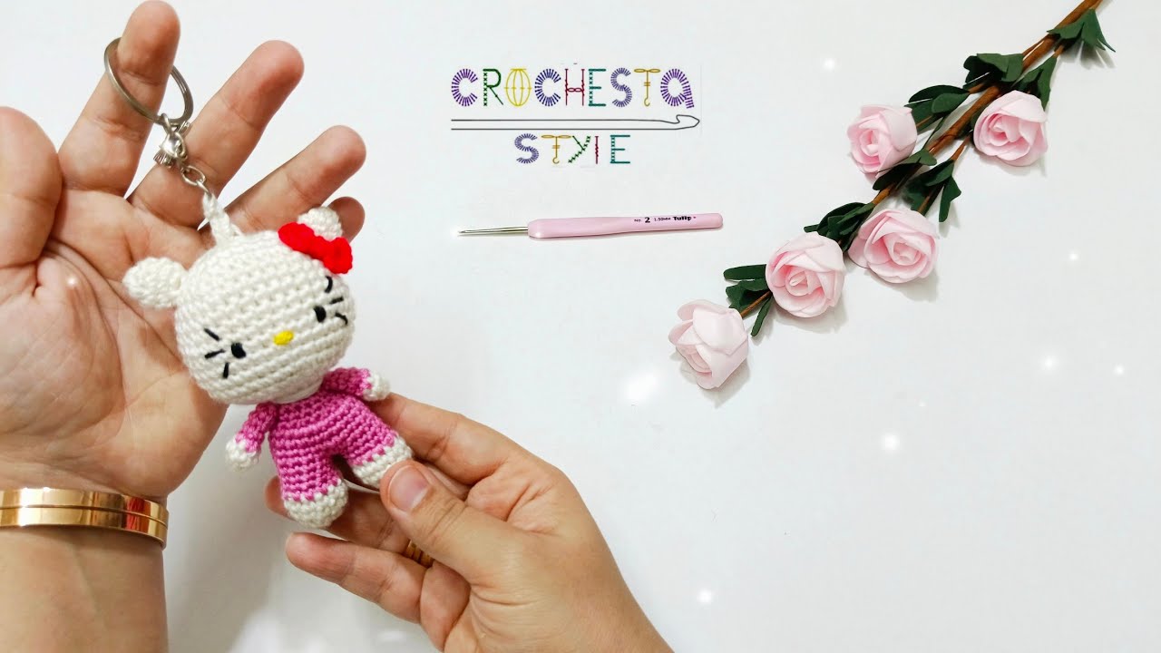 ماديلية هالو كيتي #اميجرومي سهله وبسيطه للمبتدئين Hello  kitty crochet Keychain