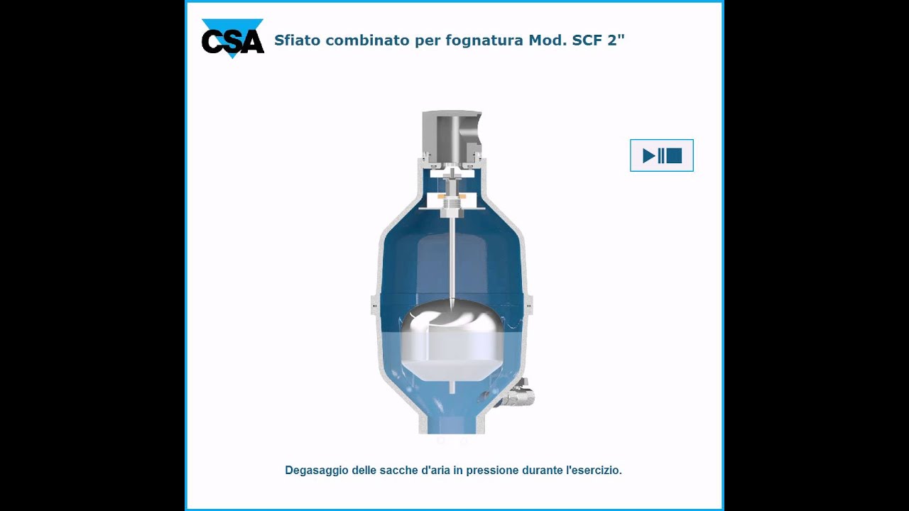 Sfiato automatico a tre funzioni per fognatura CSA SCF 2